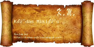 Kádas Miklós névjegykártya